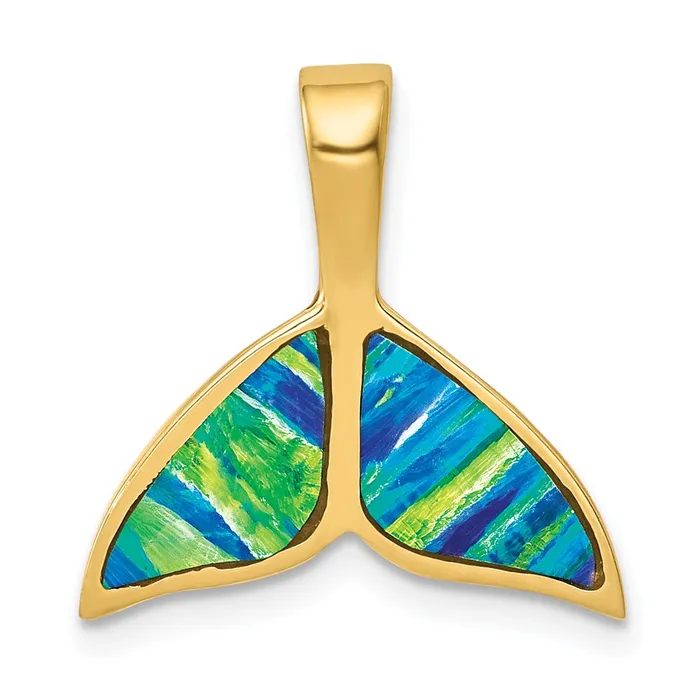 PreStyled Sets Goldia 14k Yellow Gold Imitation Opal Whale Tail Slide