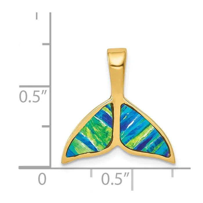 PreStyled Sets Goldia 14k Yellow Gold Imitation Opal Whale Tail Slide