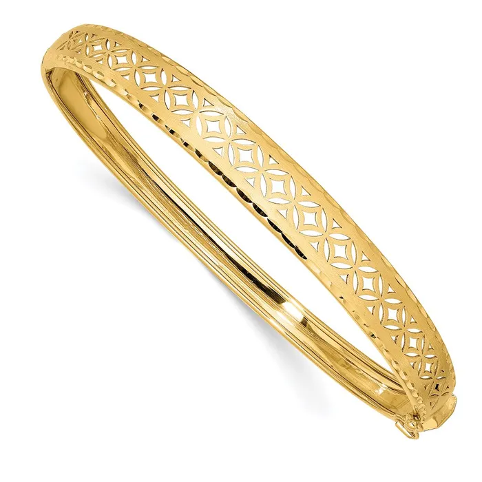 PreStyled Sets Goldia 14k Yellow Gold Polished and Textured Graduated Flexible Hinged Bangle