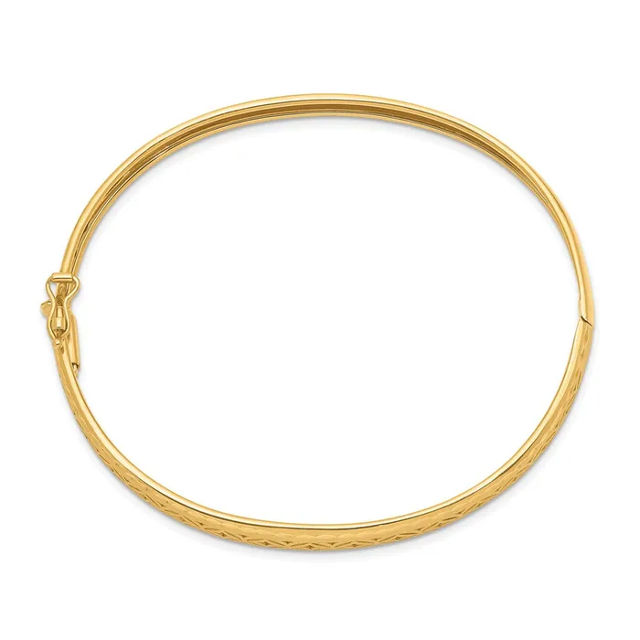 PreStyled Sets Goldia 14k Yellow Gold Polished and Textured Graduated Flexible Hinged Bangle