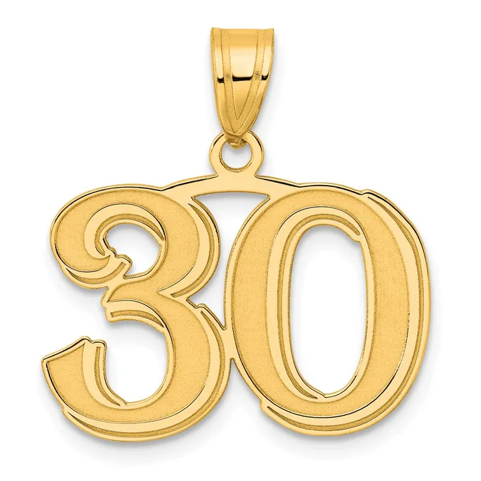 PreStyled Sets Goldia 14k Yellow Gold Polished Etched Number 30 Pendant