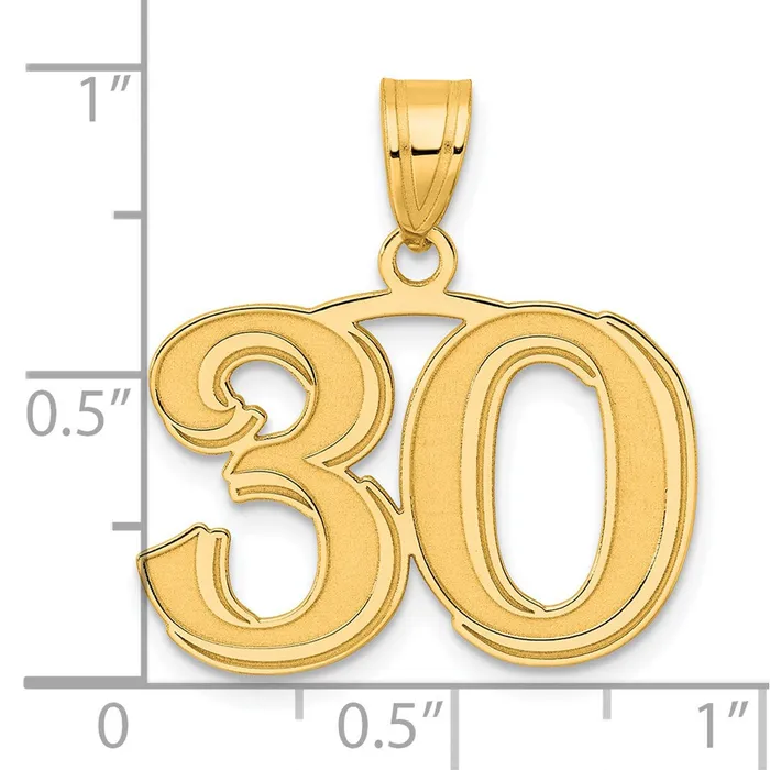PreStyled Sets Goldia 14k Yellow Gold Polished Etched Number 30 Pendant