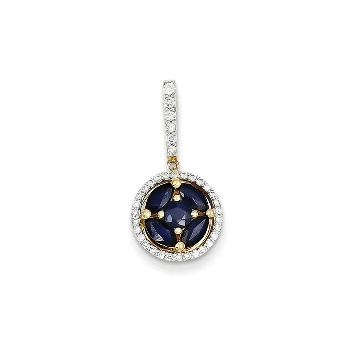 PreStyled Sets Goldia 14K Yellow Gold Real Diamond u0026 Sapphire Pendant