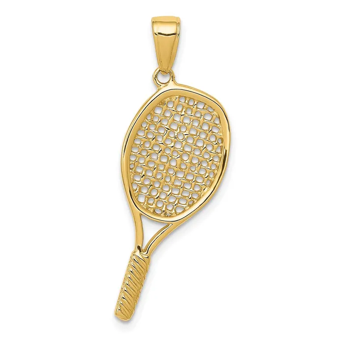 PreStyled Sets Goldia 14k Yellow Gold Solid Polished 3D Tennis Racquet Pendant PreStyled Sets Goldia 14k Yellow Gold Solid Polished 3D Tennis Racquet Pendant