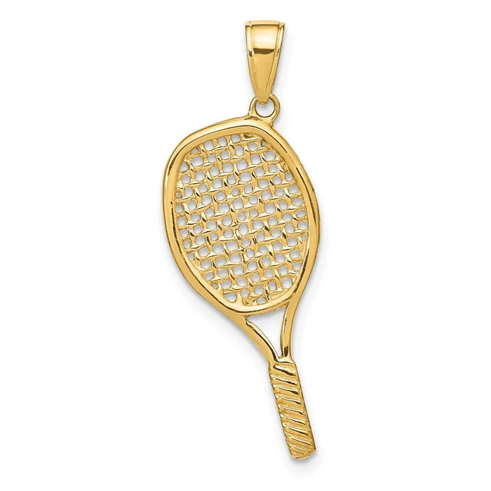 PreStyled Sets Goldia 14k Yellow Gold Solid Polished 3D Tennis Racquet Pendant