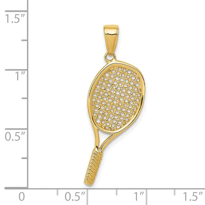 PreStyled Sets Goldia 14k Yellow Gold Solid Polished 3D Tennis Racquet Pendant