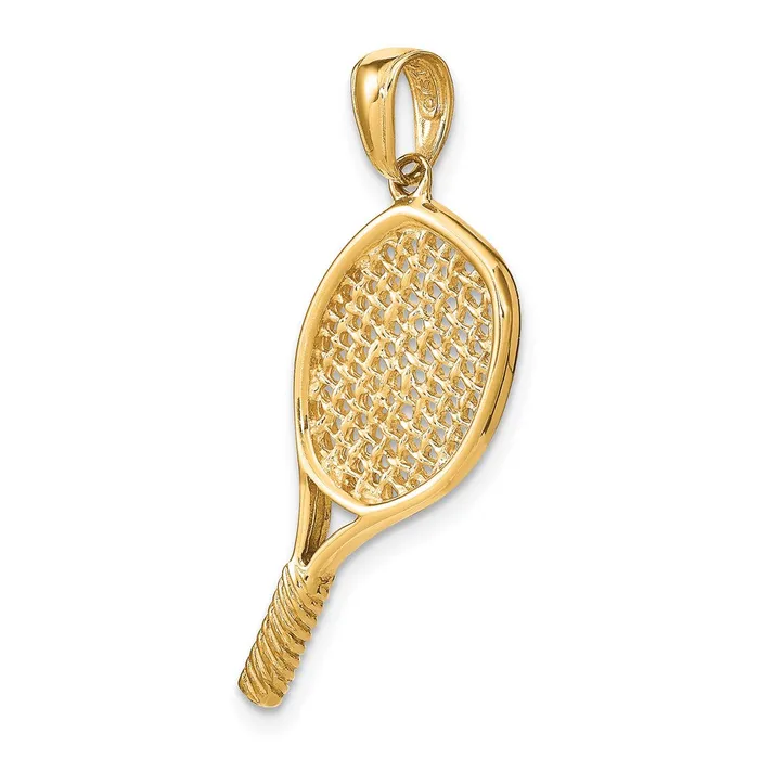PreStyled Sets Goldia 14k Yellow Gold Solid Polished 3D Tennis Racquet Pendant