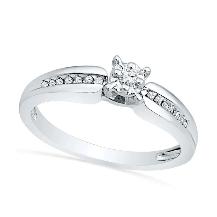 Rings 010 CT TW Natural Diamond Promise Ring in Solid 10K White Gold Goldia Rings 010 CT TW Natural Diamond Promise Ring in Solid 10K White Gold Goldia