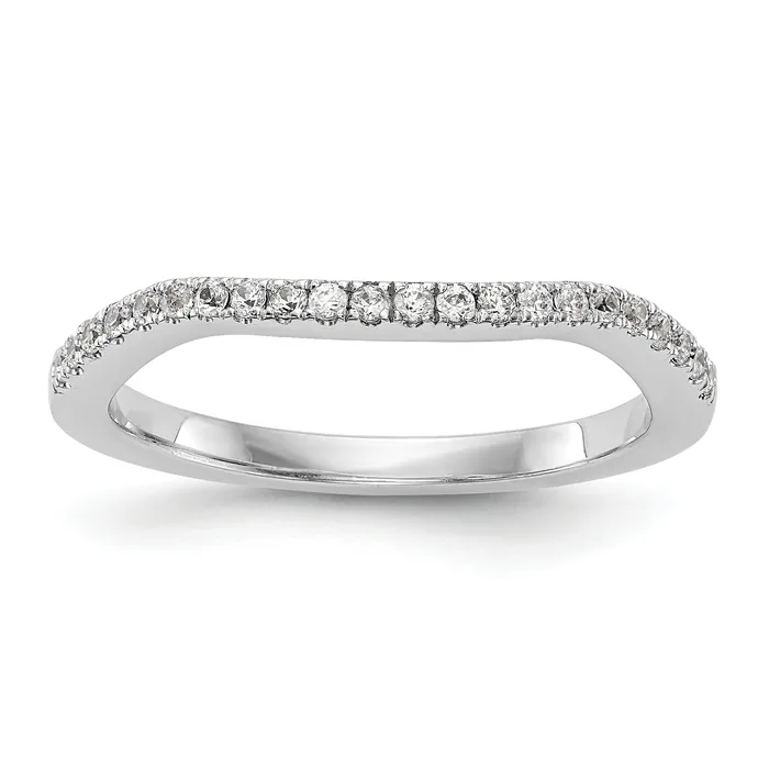Rings 018ct CZ Solid Real 14K White Gold Contoured Wedding Wedding Band Ring Goldia Rings 018ct CZ Solid Real 14K White Gold Contoured Wedding Wedding Band Ring Goldia
