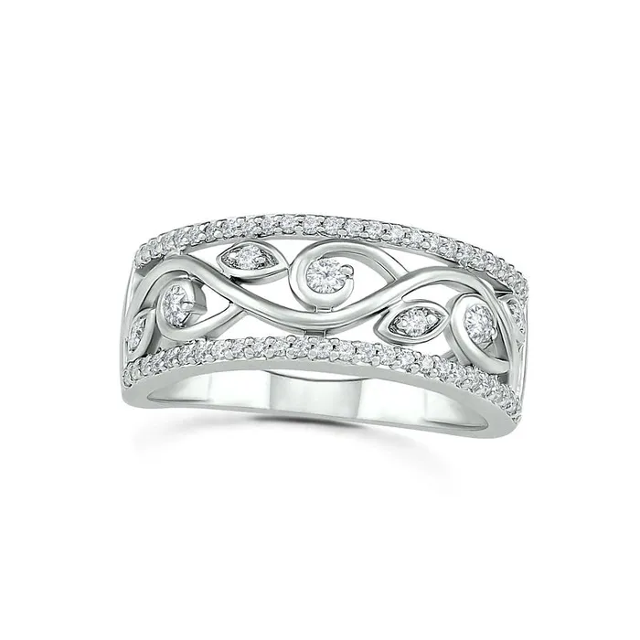 Rings 033 CT TW Natural Diamond Ornate Vine Ring in Solid 10K White Gold Goldia Rings 033 CT TW Natural Diamond Ornate Vine Ring in Solid 10K White Gold Goldia