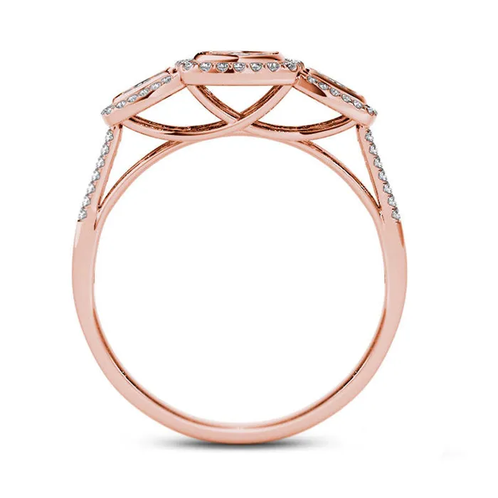 Rings 050 CT TW Composite Natural Diamond Three Stone Cushion Frame Engagement Ring in Solid 14K Rose Gold Goldia Rings 050 CT TW Composite Natural Diamond Three Stone Cushion Frame Engagement Ring in Solid 14K Rose Gold Goldia