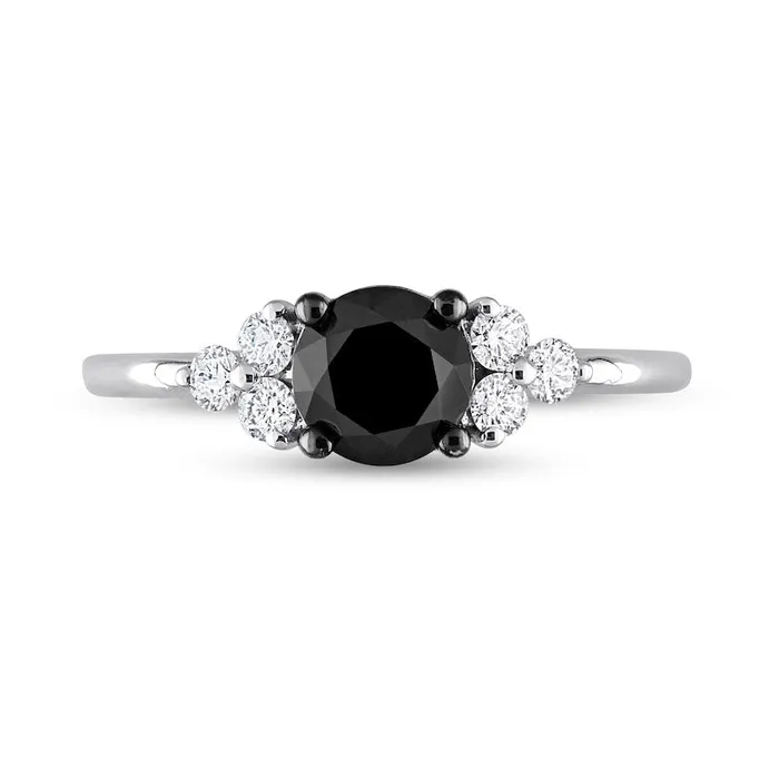 Rings 120 CT TW Black Enhanced and White Natural Diamond TriSides Engagement Ring in Solid 10K White Gold Goldia Rings 120 CT TW Black Enhanced and White Natural Diamond TriSides Engagement Ring in Solid 10K White Gold Goldia