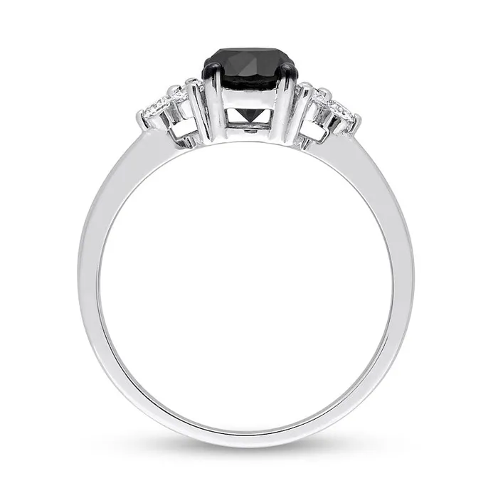 Rings 120 CT TW Black Enhanced and White Natural Diamond TriSides Engagement Ring in Solid 10K White Gold Goldia Rings 120 CT TW Black Enhanced and White Natural Diamond TriSides Engagement Ring in Solid 10K White Gold Goldia