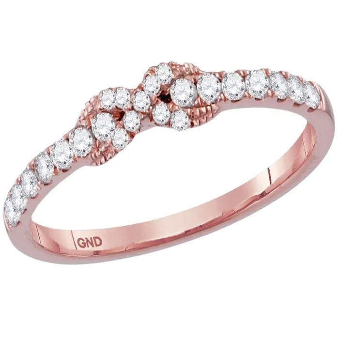 Rings 10k Rose Gold Round Diamond Infinity Knot Stackable Band Ring 14 Cttw gndatlanta Rings 10k Rose Gold Round Diamond Infinity Knot Stackable Band Ring 14 Cttw gndatlanta