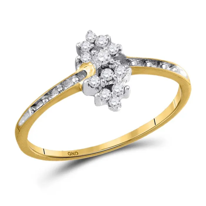 Rings 10k Yellow Gold Round Prongset Diamond Small Cluster Ring 18 Cttw gndatlanta Rings 10k Yellow Gold Round Prongset Diamond Small Cluster Ring 18 Cttw gndatlanta