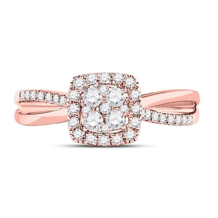 Rings 14k Rose Gold Round Diamond Square Bridal Engagement Ring 12 Cttw gndatlanta Rings 14k Rose Gold Round Diamond Square Bridal Engagement Ring 12 Cttw gndatlanta