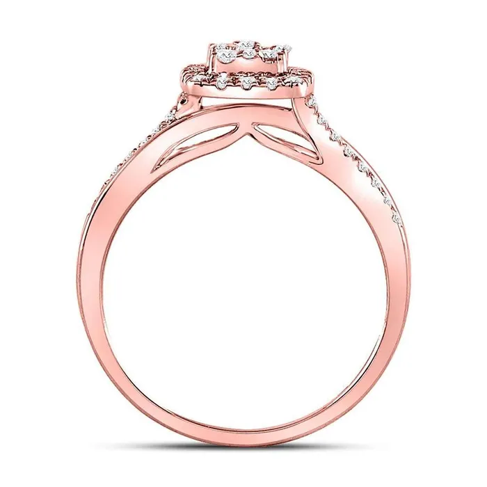 Rings 14k Rose Gold Round Diamond Square Bridal Engagement Ring 12 Cttw gndatlanta