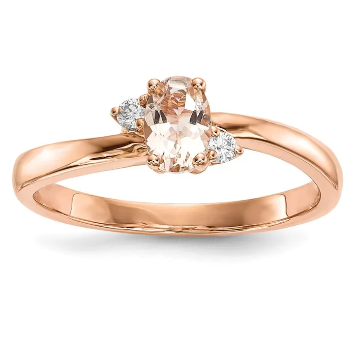 Rings 14k Rose Gold w Morganite Real Diamond Ring Goldiacom