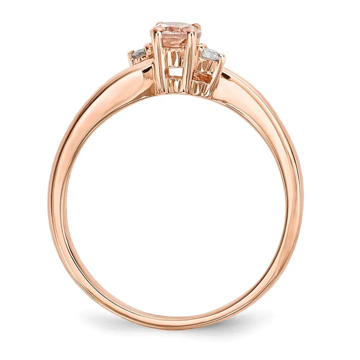 Rings 14k Rose Gold w Morganite Real Diamond Ring Goldiacom