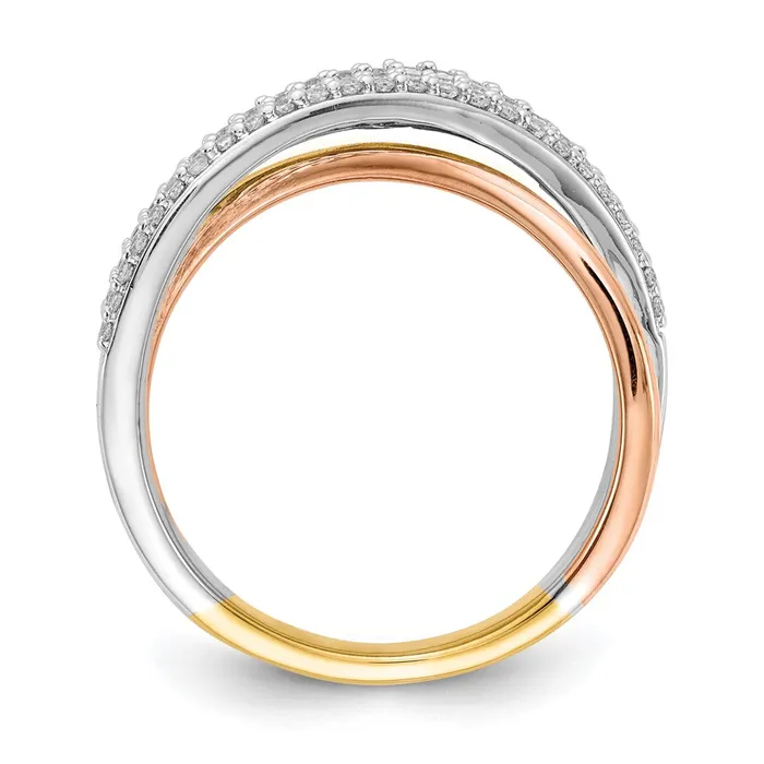 Rings 14k Tricolor Gold Overlap Real Diamond Ring Goldiacom