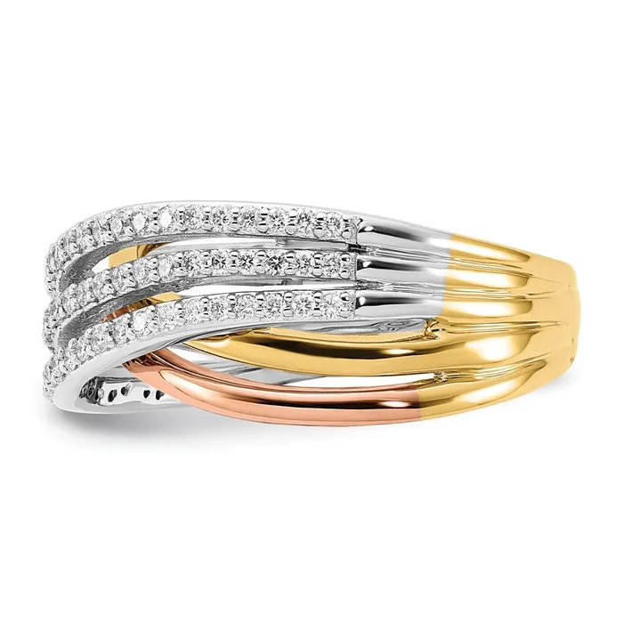 Rings 14k Tricolor Gold Overlap Real Diamond Ring Goldiacom