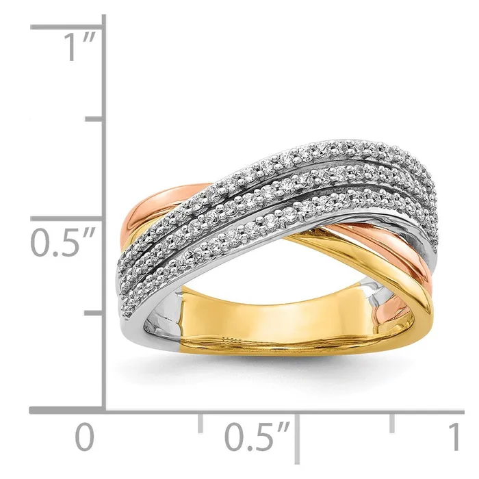 Rings 14k Tricolor Gold Overlap Real Diamond Ring Goldiacom