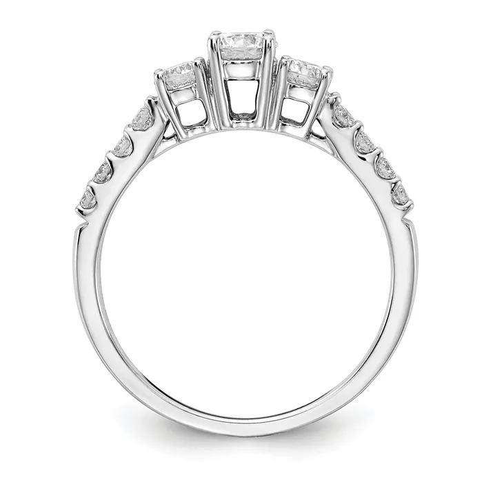Rings 14k White Gold 34 Ct Lab Grown Diamond VSSI G Round Three Stone Engagement Ring Goldia
