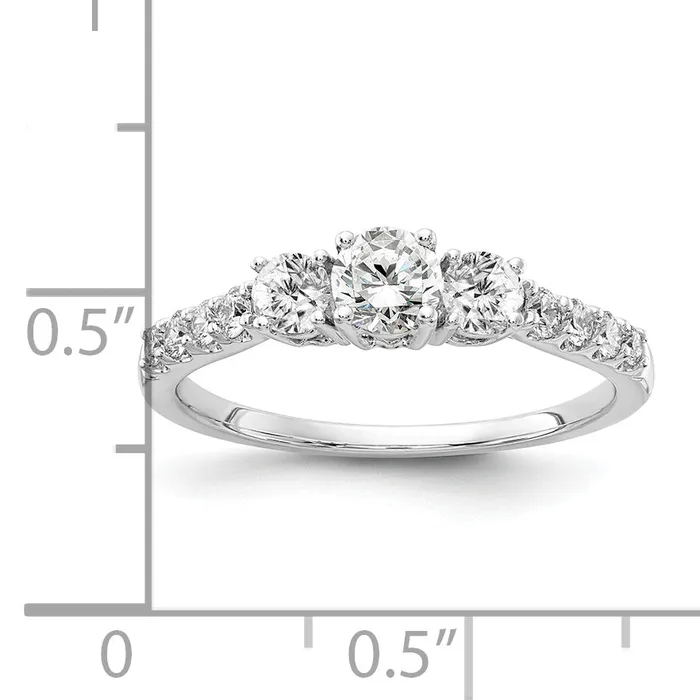 Rings 14k White Gold 34 Ct Lab Grown Diamond VSSI G Round Three Stone Engagement Ring Goldia