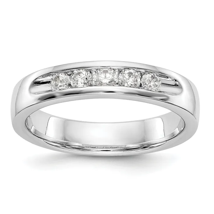 Rings 14K White Gold 5 Stone Diamond Channel Band Goldiacom