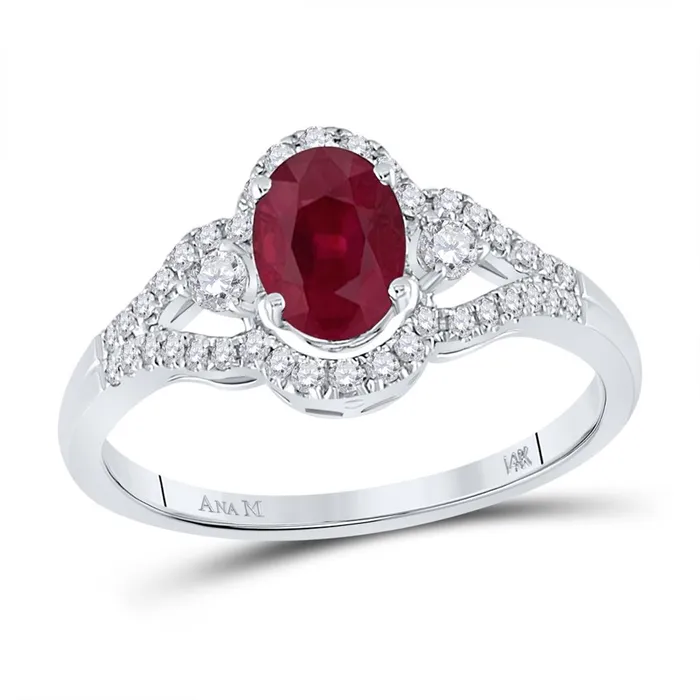 Rings 14k White Gold Oval Ruby Solitaire Diamond Ring 158 Cttw gndatlanta Rings 14k White Gold Oval Ruby Solitaire Diamond Ring 158 Cttw gndatlanta