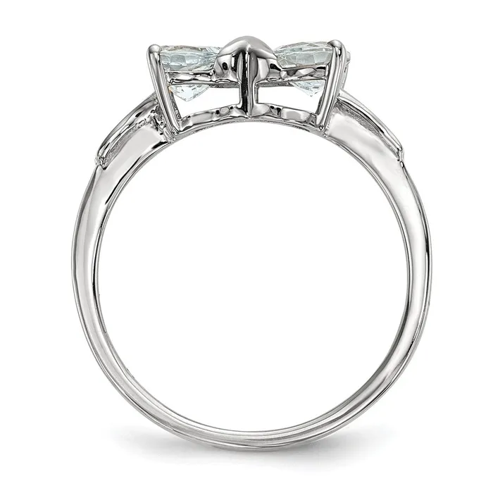 Rings 14k White Gold Polished Aquamarine Bow Ring Goldia