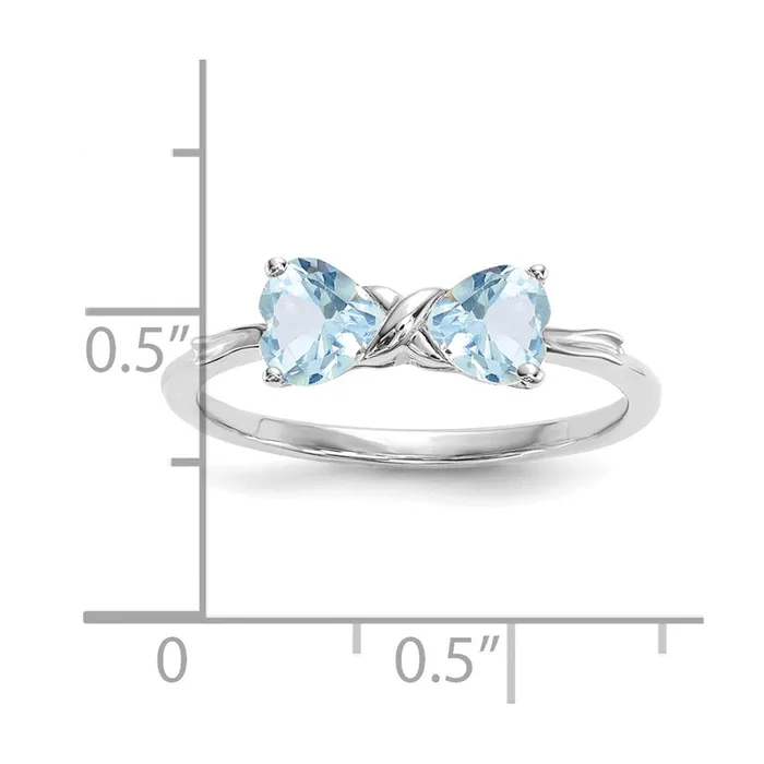 Rings 14k White Gold Polished Aquamarine Bow Ring Goldia