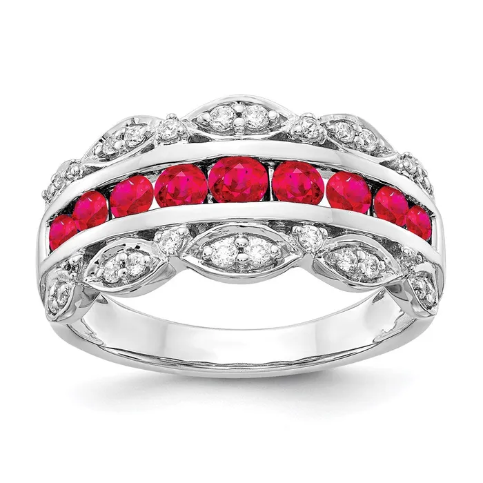 Rings 14k White Gold Real Diamond Ruby Fancy Ring Goldiacom