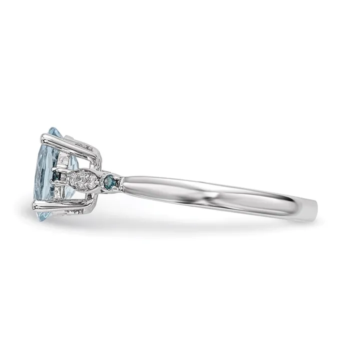 Rings 14k White Gold w Aquamarine Blue Sapphire Dia Ring Goldiacom