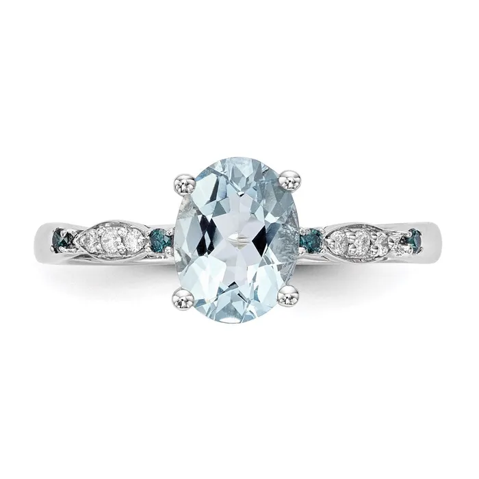 Rings 14k White Gold w Aquamarine Blue Sapphire Dia Ring Goldiacom