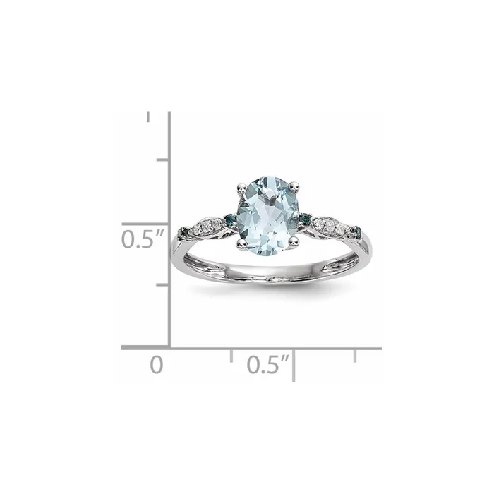 Rings 14k White Gold w Aquamarine Blue Sapphire Dia Ring Goldiacom