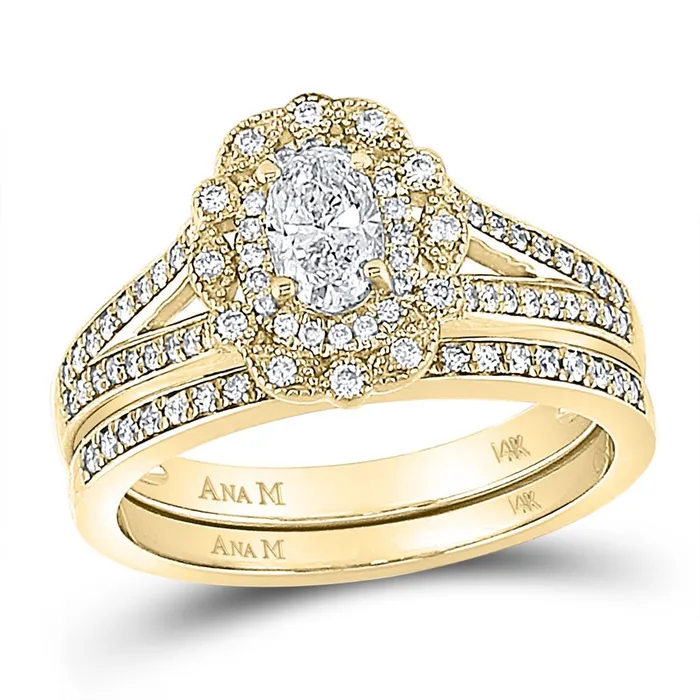 Rings 14k Yellow Gold Oval Diamond Bridal Wedding Ring Set 1 Cttw Certified gndatlanta Rings 14k Yellow Gold Oval Diamond Bridal Wedding Ring Set 1 Cttw Certified gndatlanta