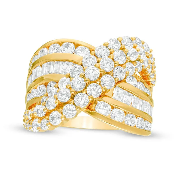 Rings 30 CT TW Natural Diamond MultiRow Crossover Ring in Solid 10K Yellow Gold Goldia Rings 30 CT TW Natural Diamond MultiRow Crossover Ring in Solid 10K Yellow Gold Goldia