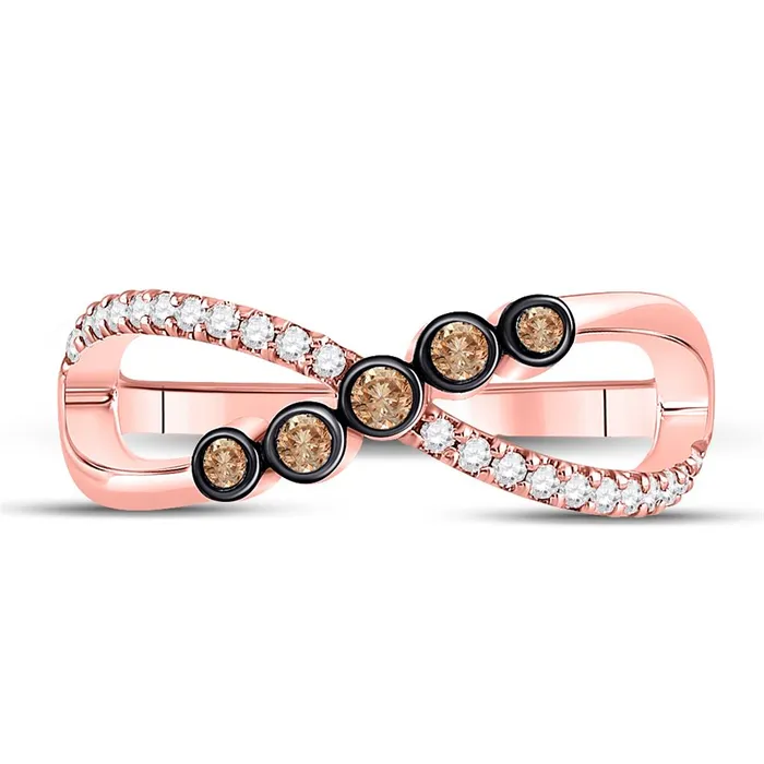 Rings gndatlanta 10k Rose Gold Round Brown Diamond Fashion Infinity Ring 14 Cttw