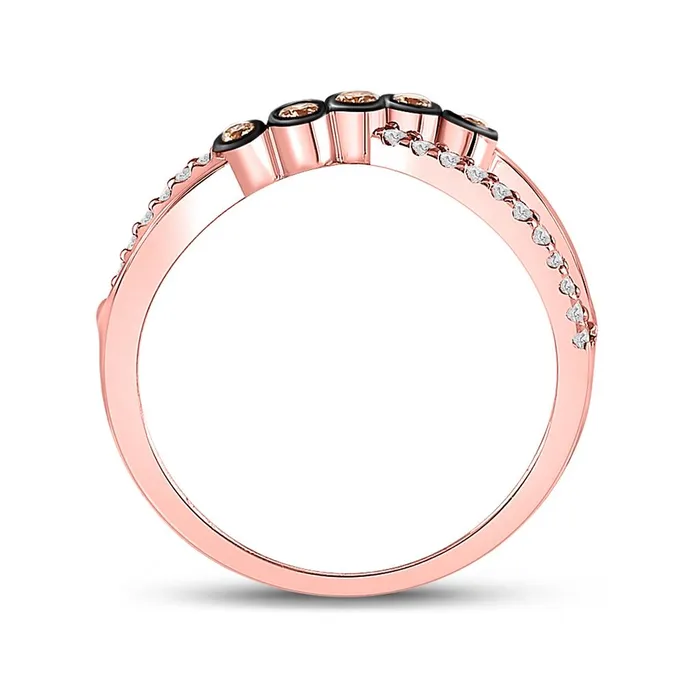 Rings gndatlanta 10k Rose Gold Round Brown Diamond Fashion Infinity Ring 14 Cttw