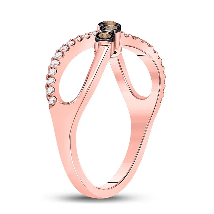 Rings gndatlanta 10k Rose Gold Round Brown Diamond Fashion Infinity Ring 14 Cttw