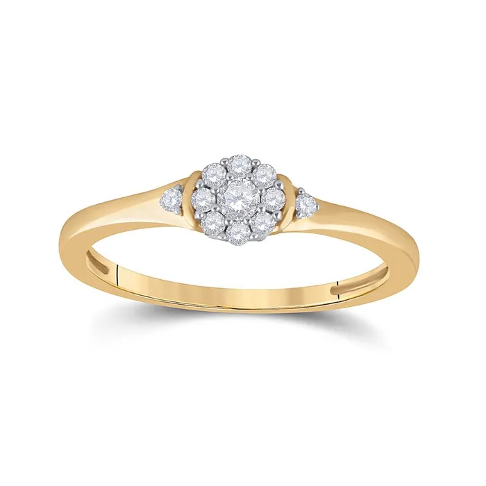 Rings gndatlanta 10k Yellow Gold Round Diamond Cluster Promise Ring 16 Cttw Rings gndatlanta 10k Yellow Gold Round Diamond Cluster Promise Ring 16 Cttw