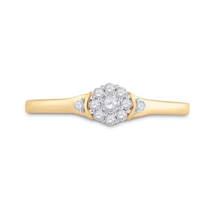 Rings gndatlanta 10k Yellow Gold Round Diamond Cluster Promise Ring 16 Cttw