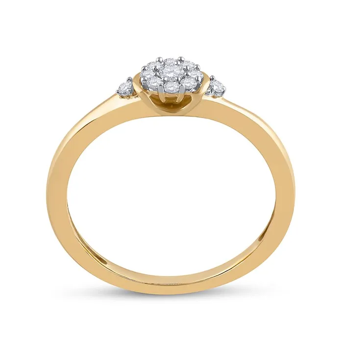 Rings gndatlanta 10k Yellow Gold Round Diamond Cluster Promise Ring 16 Cttw