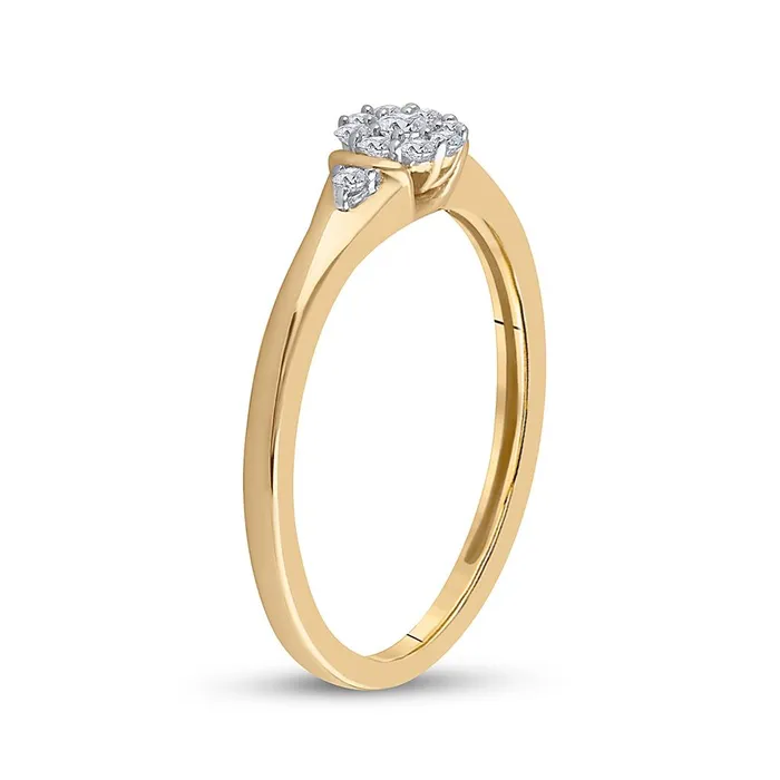 Rings gndatlanta 10k Yellow Gold Round Diamond Cluster Promise Ring 16 Cttw