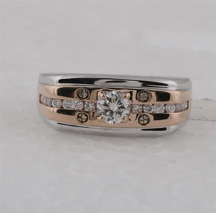 Rings gndatlanta 14k Twotone Gold Round Diamond Solitaire Wedding Band Ring 58 Cttw Certified