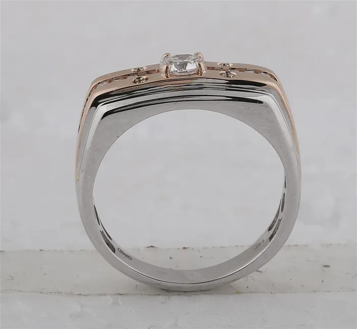 Rings gndatlanta 14k Twotone Gold Round Diamond Solitaire Wedding Band Ring 58 Cttw Certified
