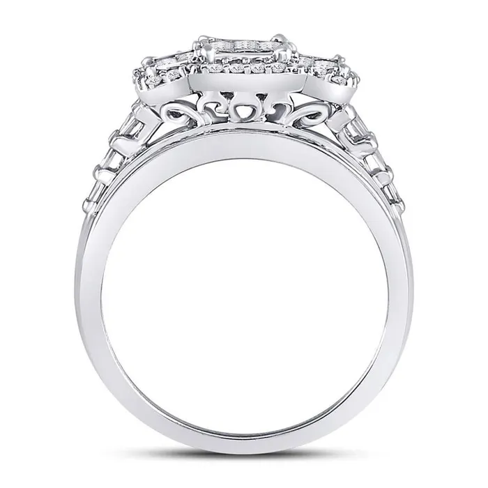 Rings gndatlanta 14k White Gold Princess Diamond Triple Cluster Ring 1 Cttw