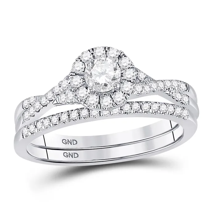 Rings gndatlanta 14k White Gold Round Diamond Bridal Wedding Ring Set 58 Cttw Certified