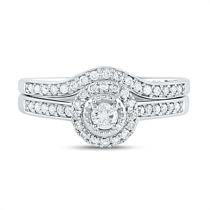 Rings gndatlanta 14k White Gold Round Diamond Halo Bridal Wedding Ring Set 13 Cttw Rings gndatlanta 14k White Gold Round Diamond Halo Bridal Wedding Ring Set 13 Cttw